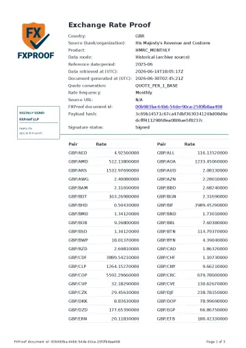 His Majesty's Revenue and Customs Signed FXProof Proof PDF preview